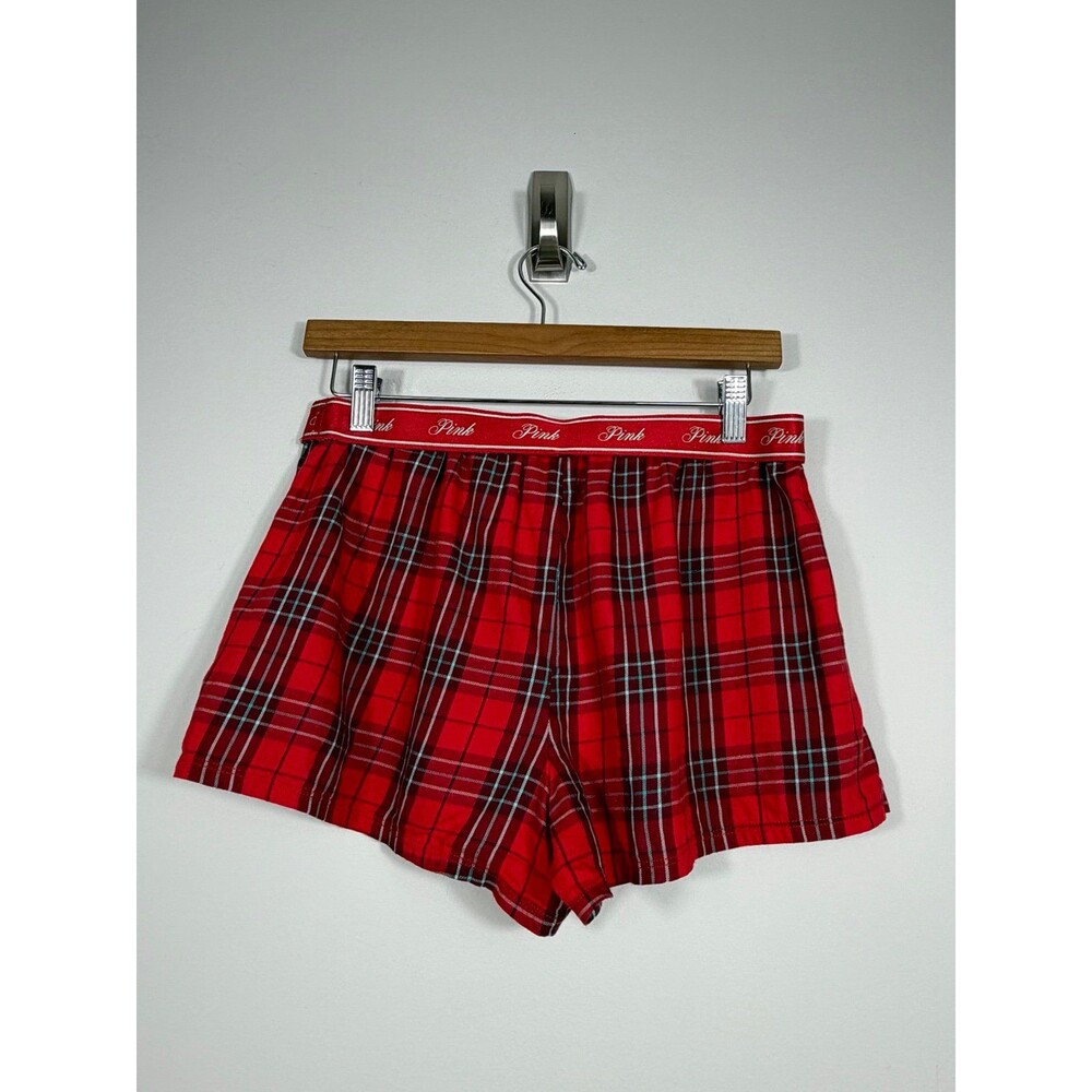 PINK Victoria’s Secret Red Plaid Sleep Shorts Pajama Boxer Medium - Picture 2 of 7
